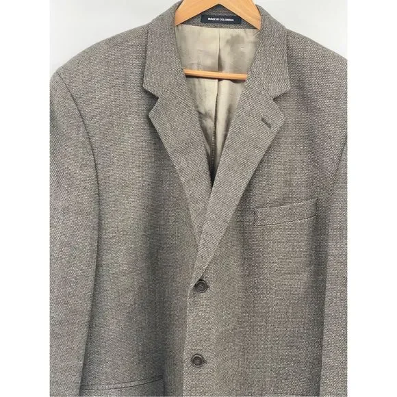 Calvin Klein Blazer Sport Coat Suit Jacket Men Size 48 L‎ Brown Tweed Wool